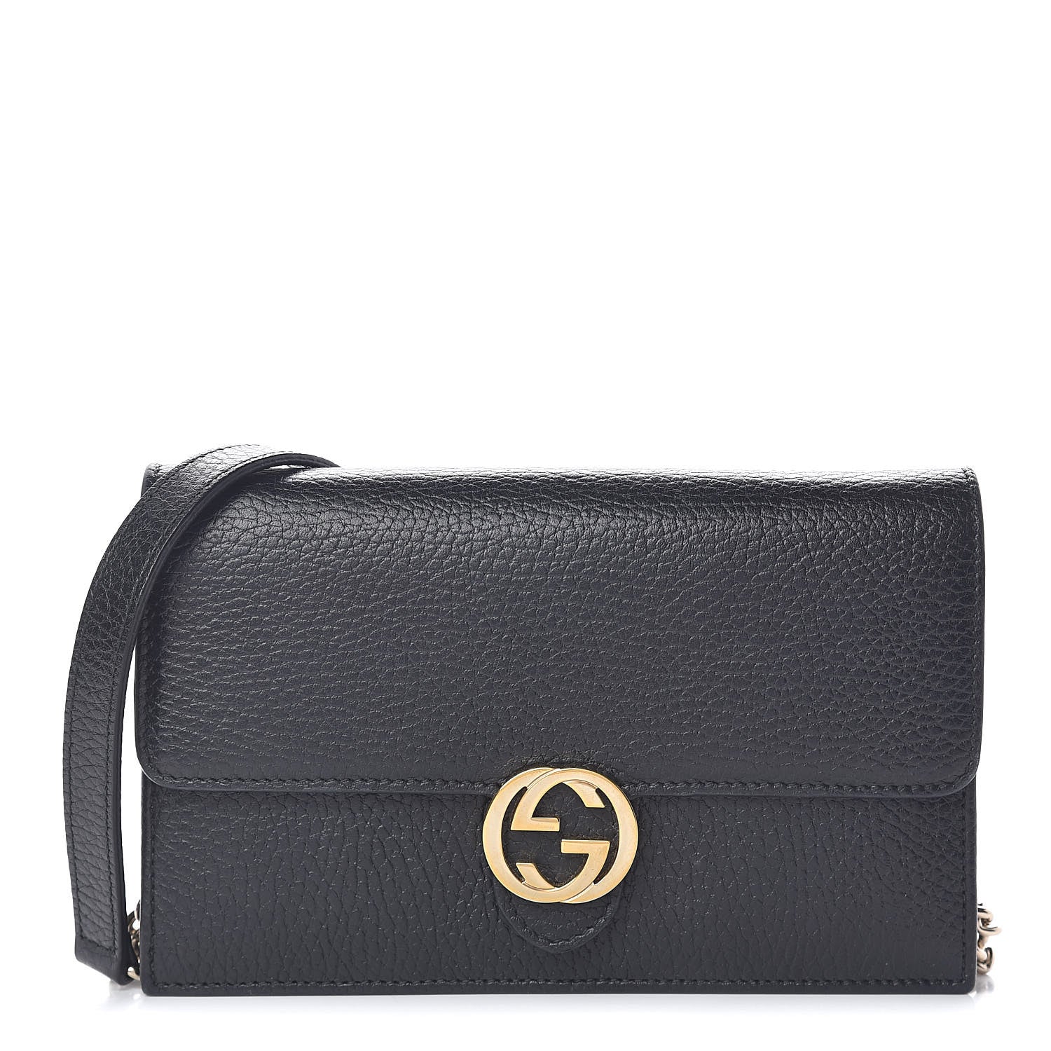 Gucci Dollar Calfskin Interlocking G Chain Wallet Black 2 of 14