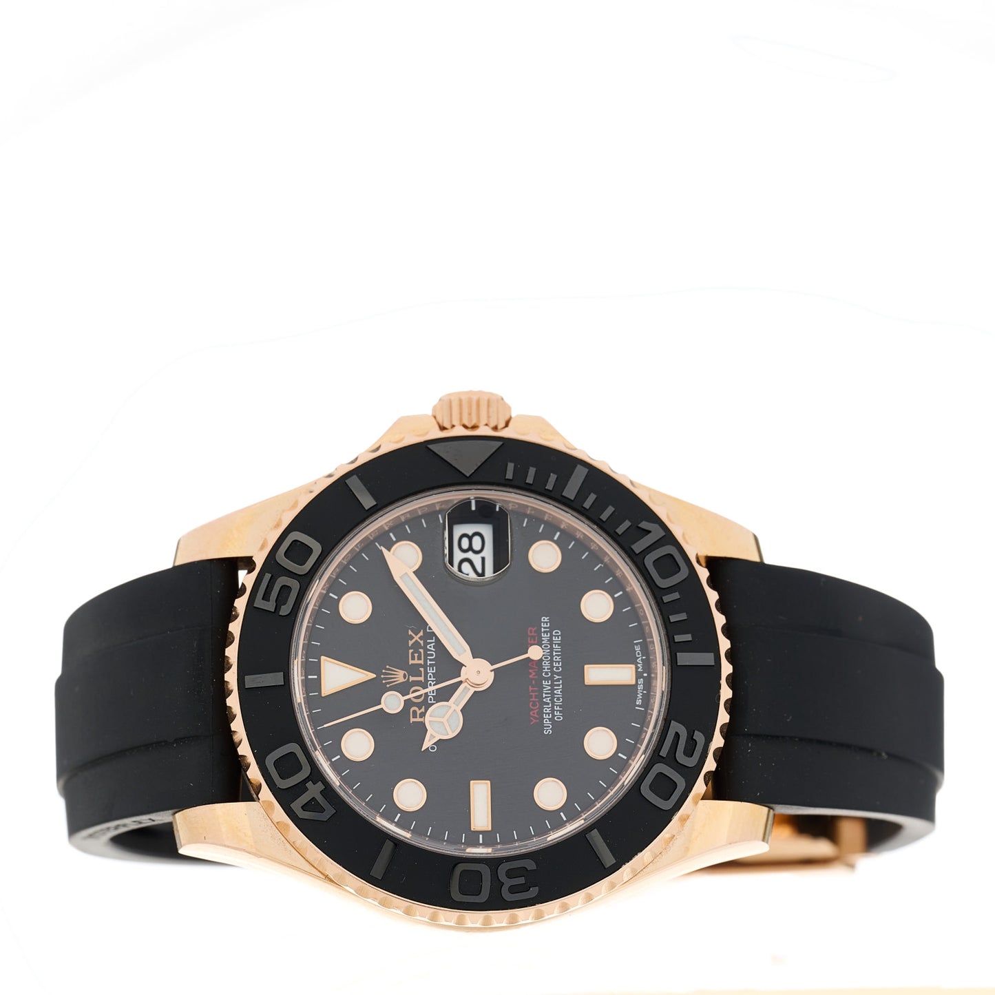 18K Everose Gold Oysterflex 37mm Yacht-Master Watch Black 268655