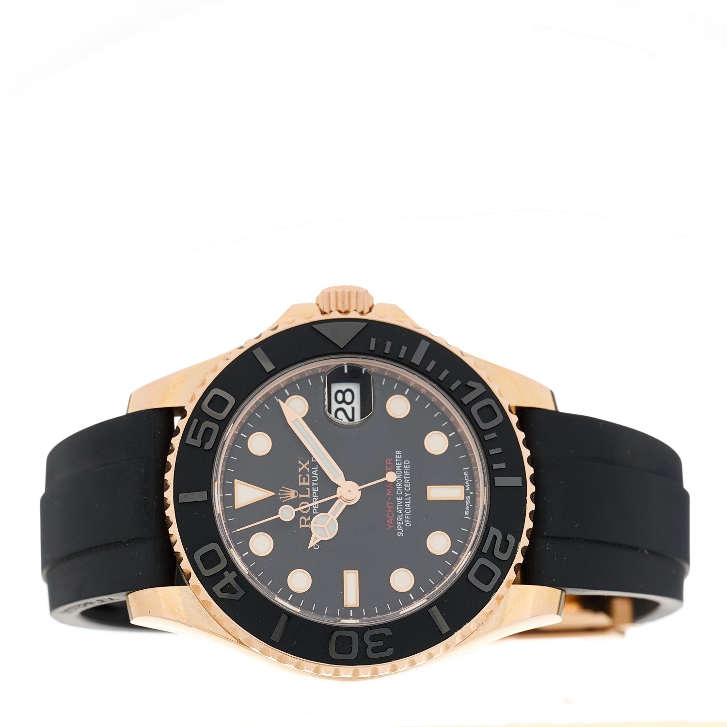 Rolex 18K Everose Gold Oysterflex 37mm Yacht-Master Watch Black 268655 2 of 5