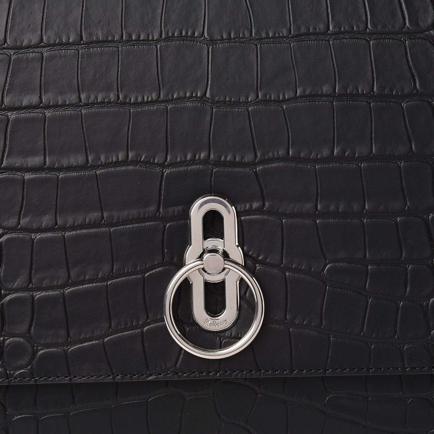 Calfskin Crocodile Embossed Amberley Satchel Black