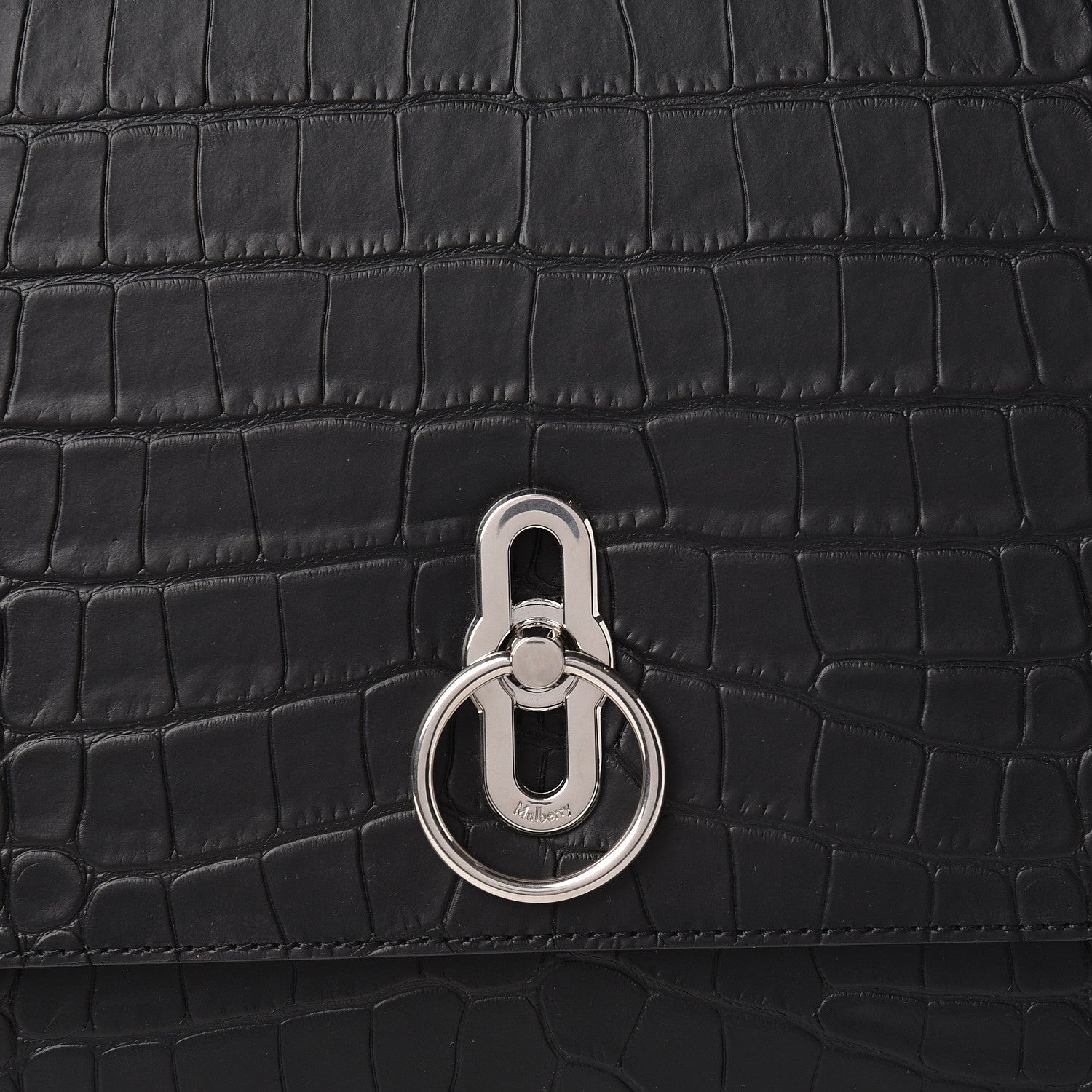 Mulberry Calfskin Crocodile Embossed Amberley Satchel Black 9 of 9