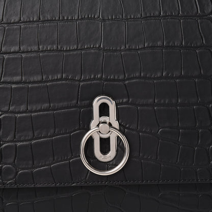 Mulberry Calfskin Crocodile Embossed Amberley Satchel Black 9 of 9