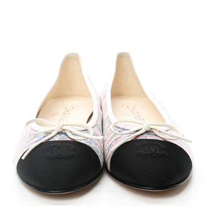 Chanel Tweed Grosgrain Cap Toe Ballerina Flats 39.5 Iridescent Multicolor 2 of 9
