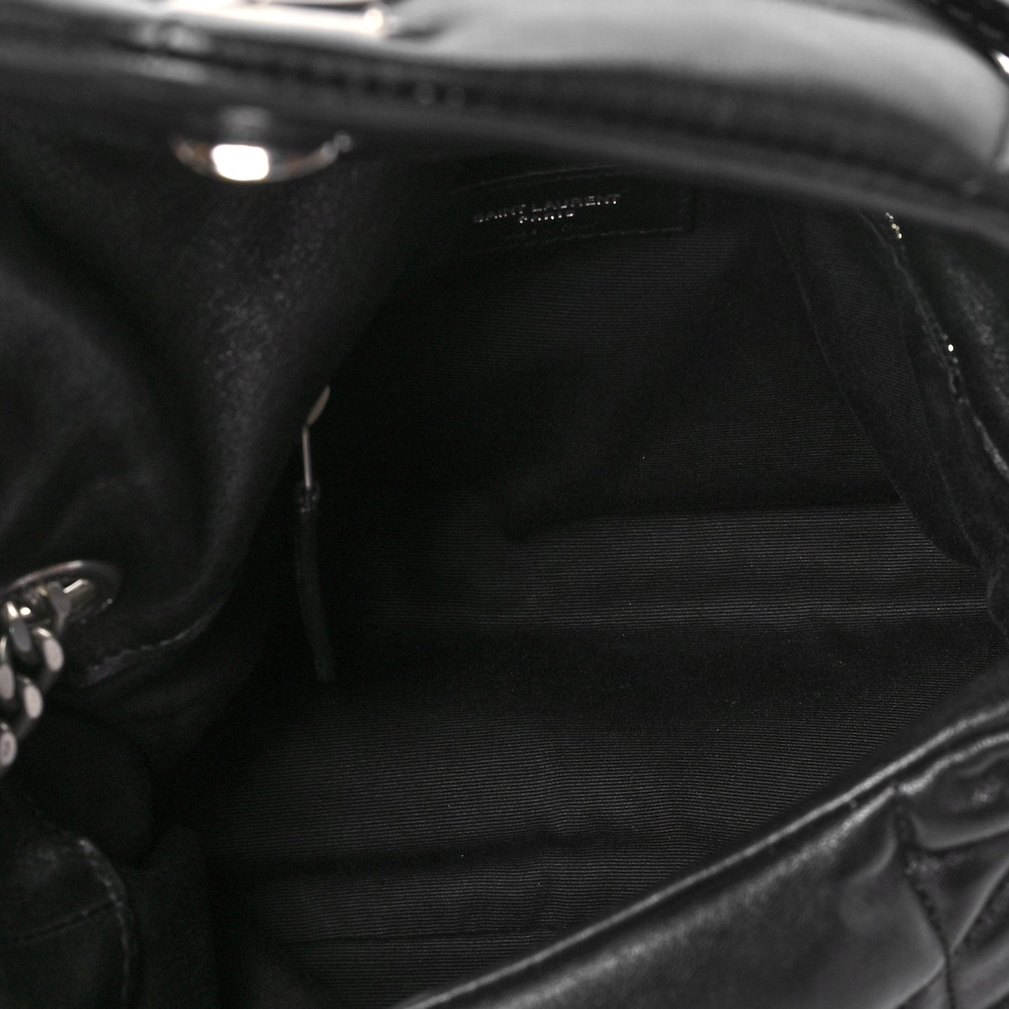 Lambskin Quilted Small Loulou Puffer Monogram Chain Satchel Black