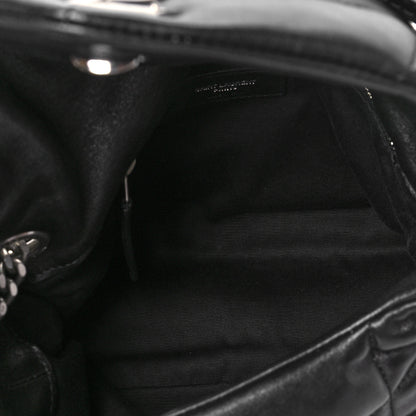 Saint Laurent Lambskin Quilted Small Loulou Puffer Monogram Chain Satchel Black 5 of 7