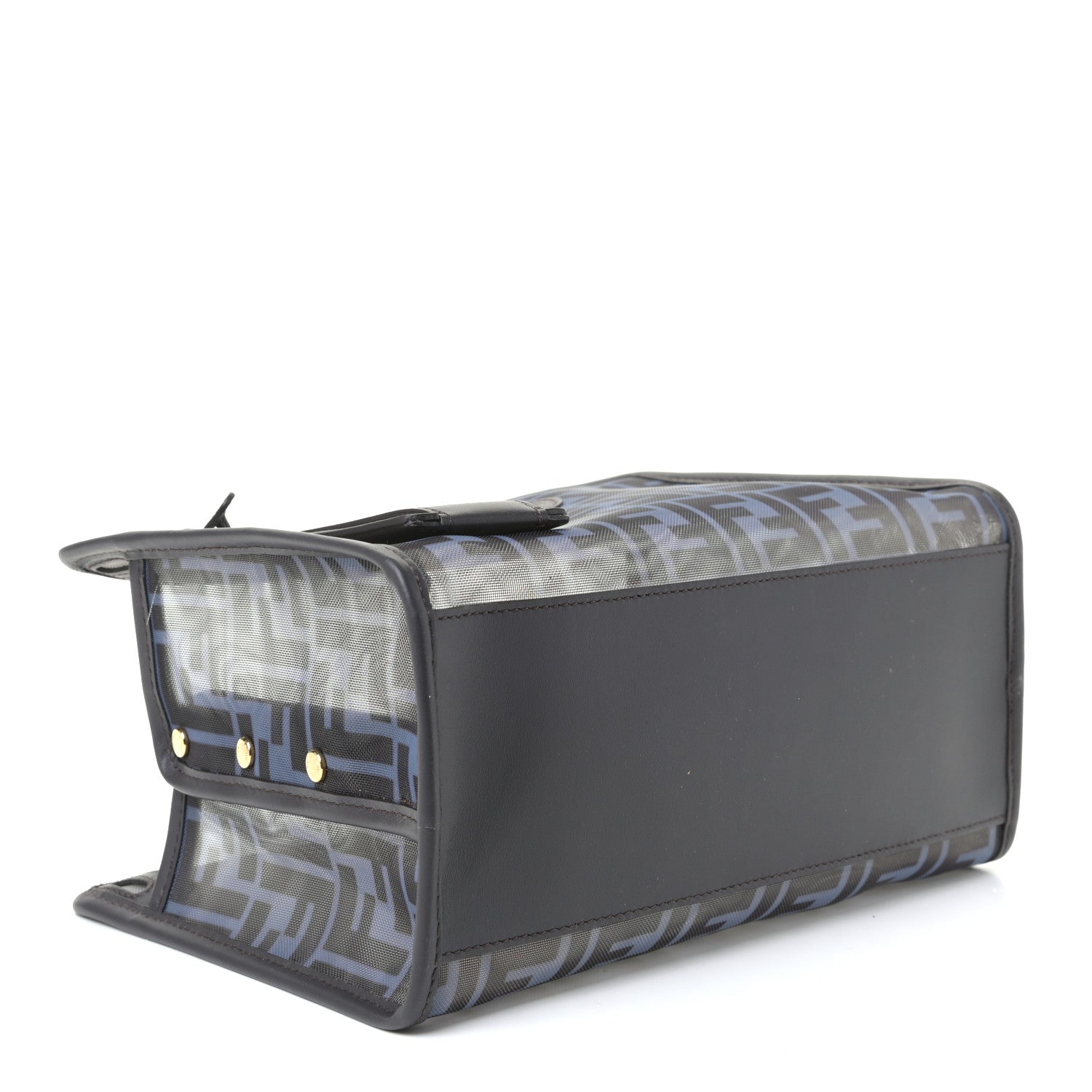Fendi Mesh Vitello Century FF 1974 Mini Peekaboo Defender Cover Azzurro Black Ebano 3 of 4