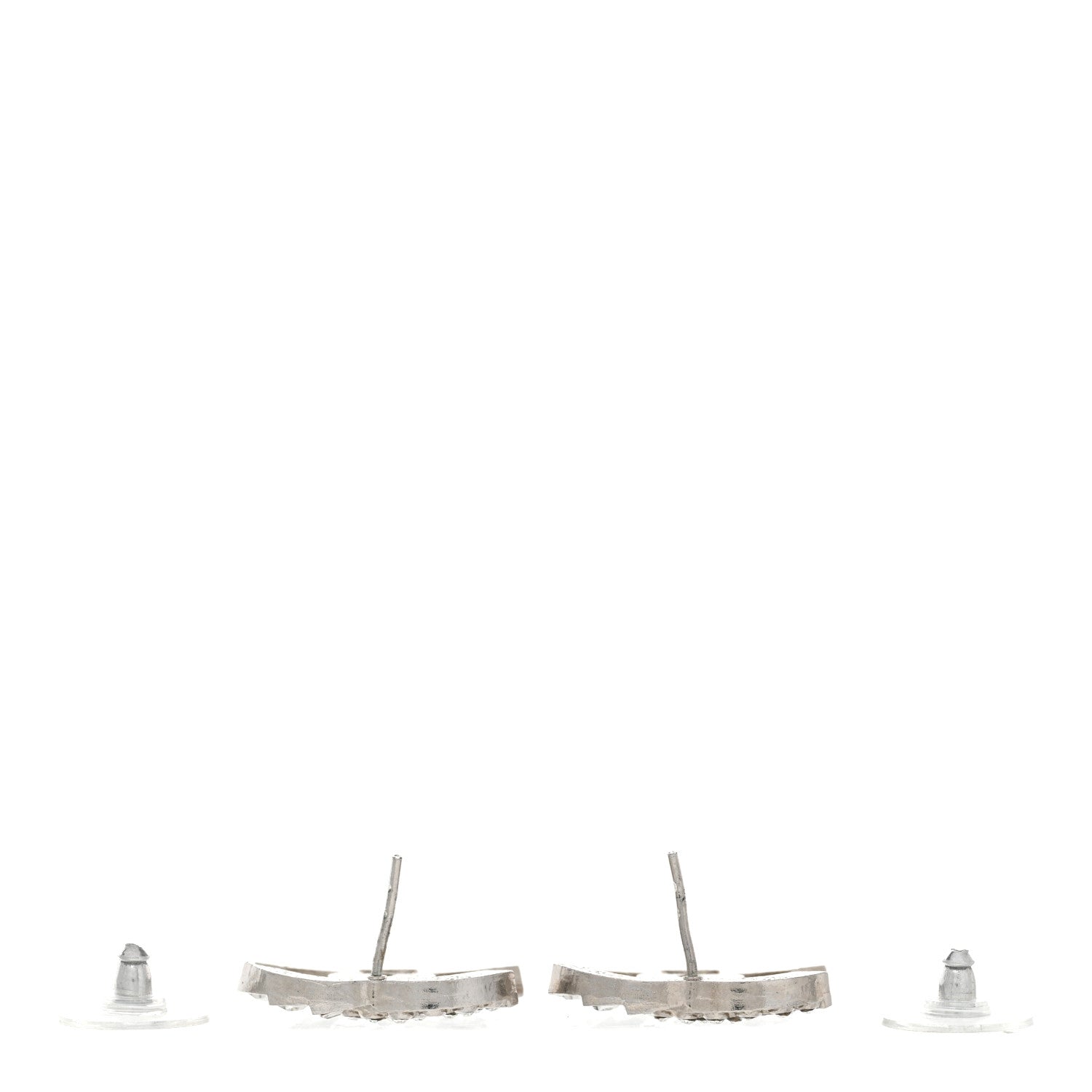 Chanel Baguette Crystal CC Earrings Silver 3 of 6