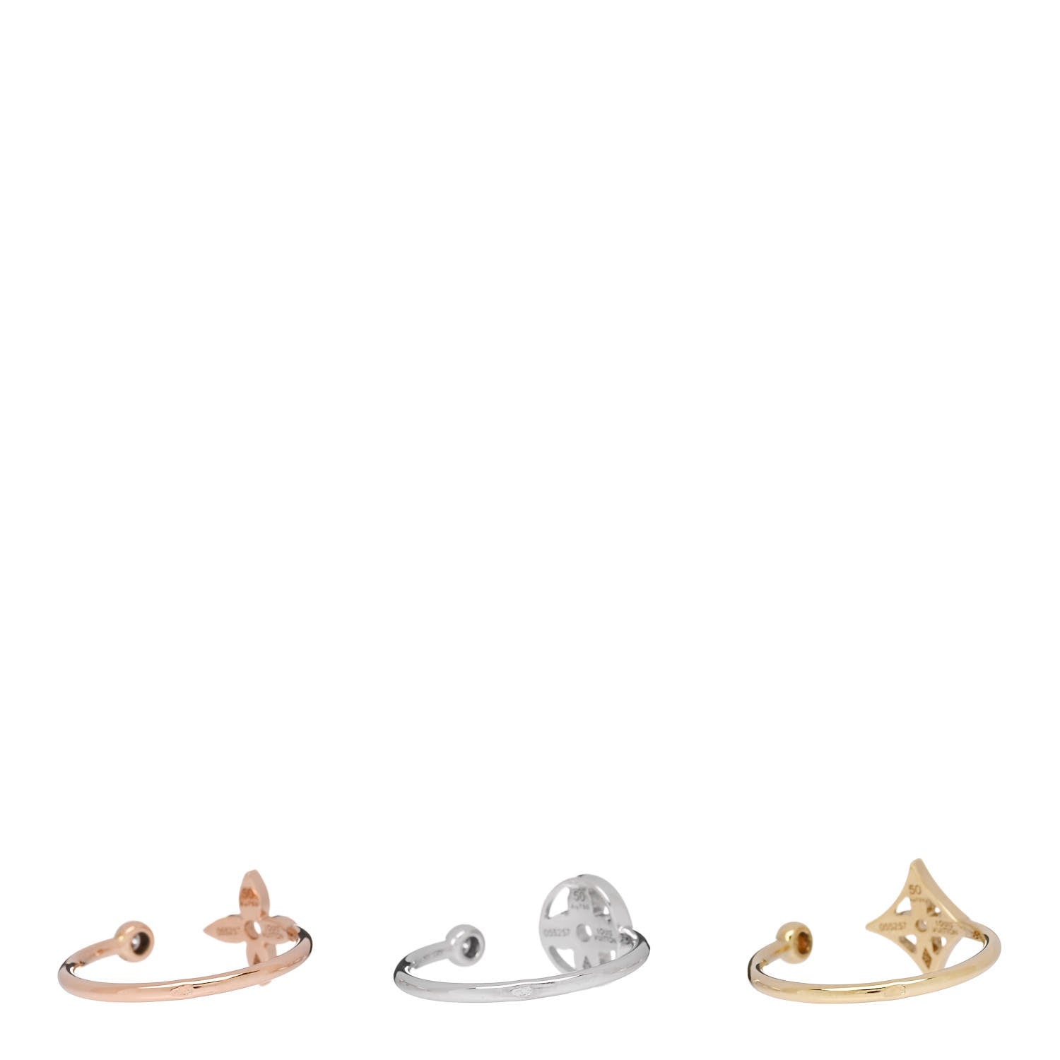 Louis Vuitton 18K Yellow Pink White Gold Diamond Idylle Blossom Ring 3 Set 50 5.25 3 of 5