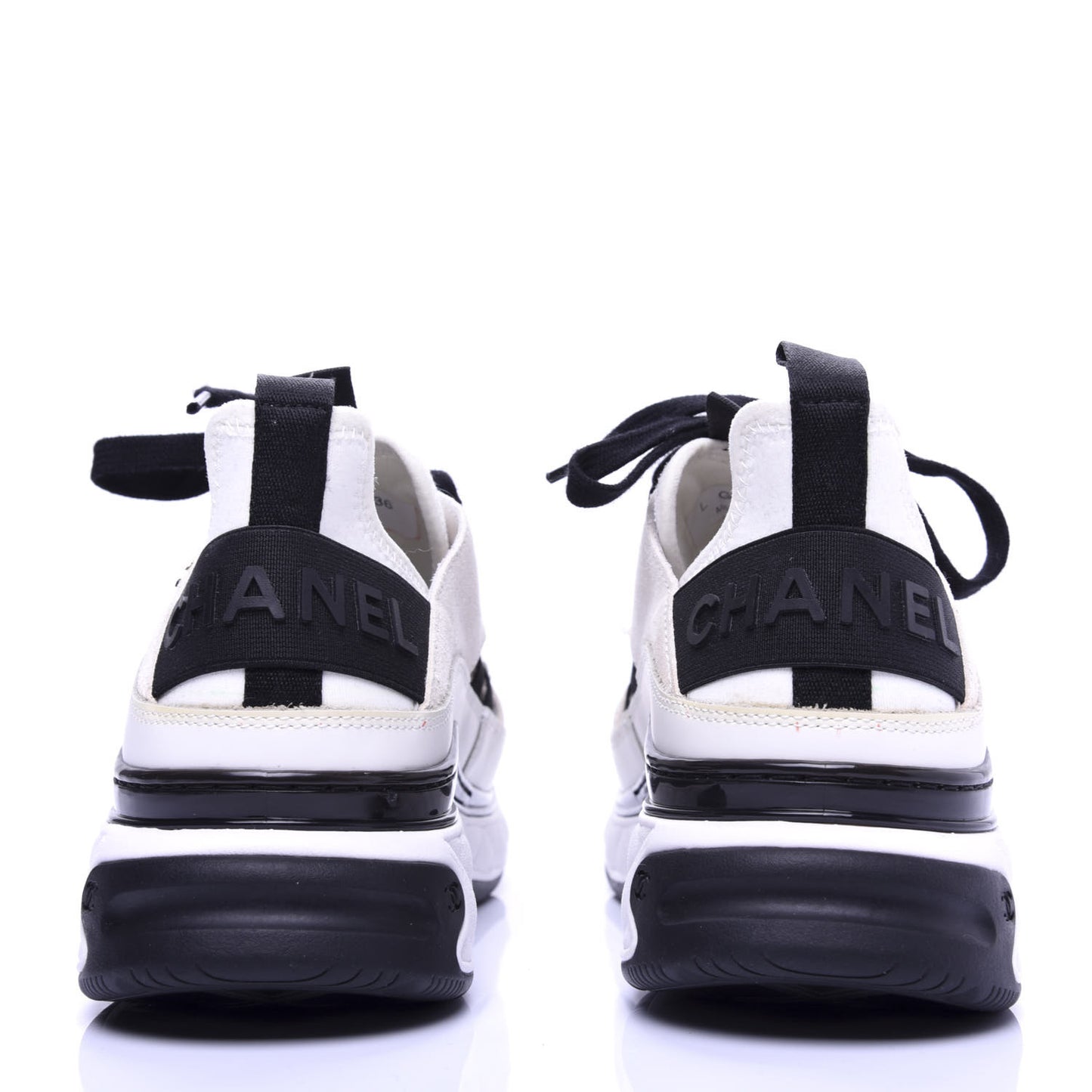 Calfskin Suede Nylon Grosgrain CC Sneakers 36 White Black