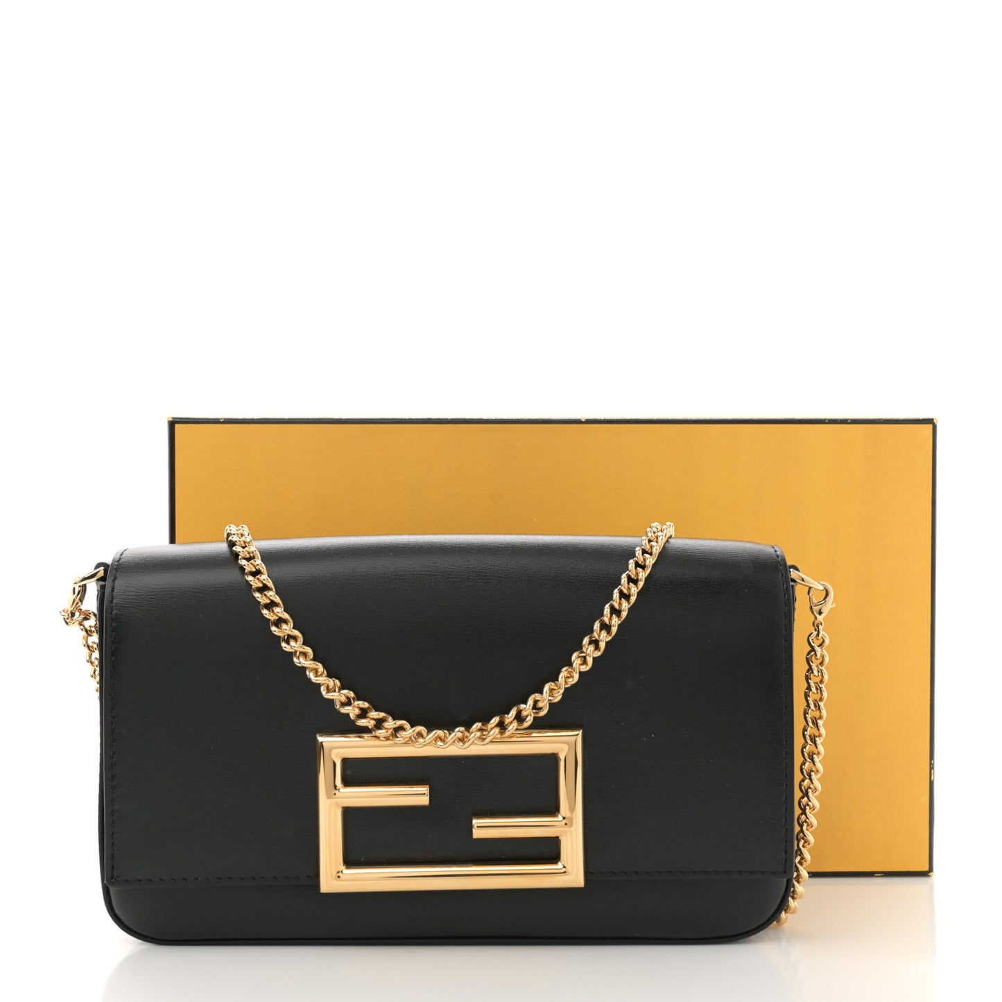 Vitello Palmellato Wallet on Chain with Pouches Black