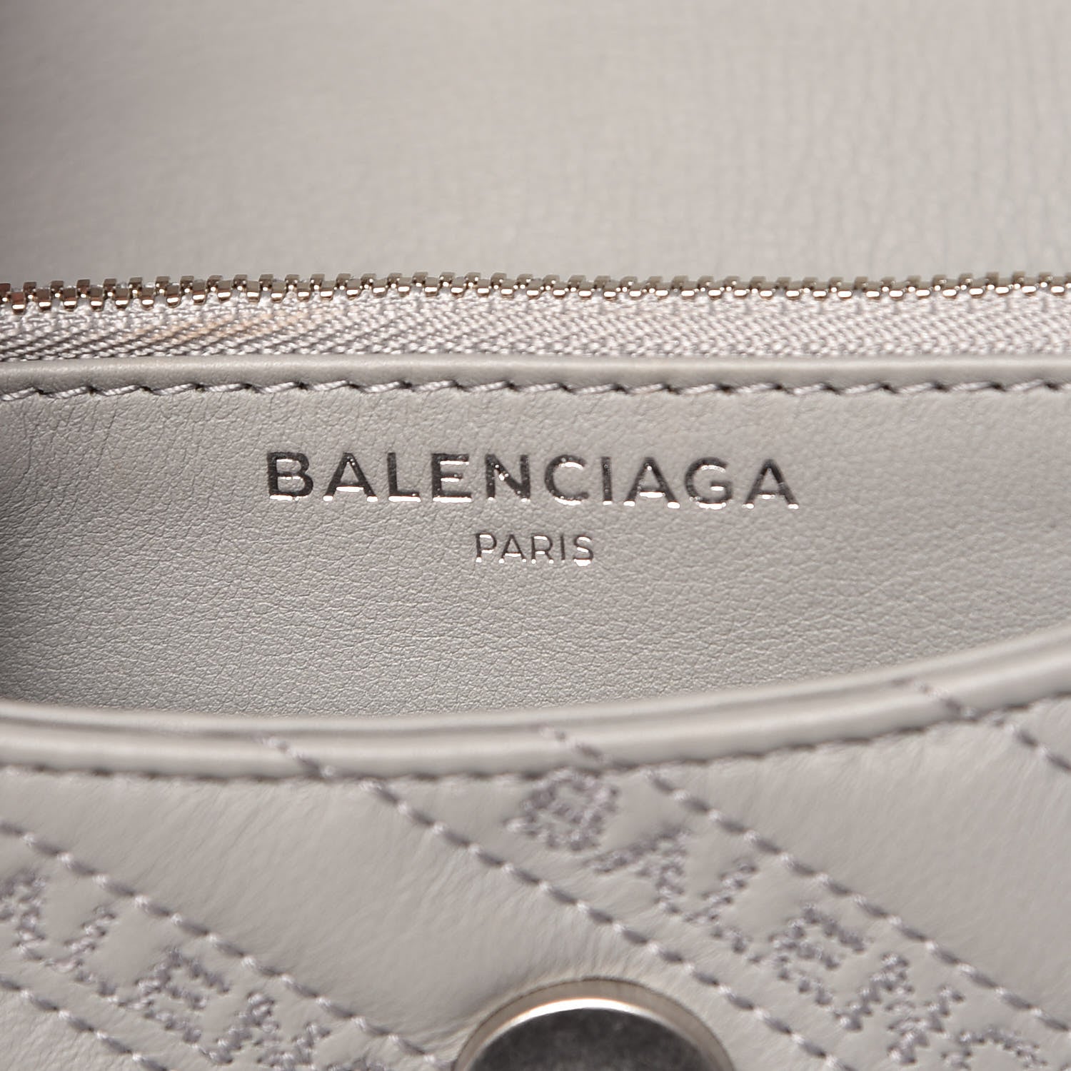 Balenciaga Calfskin Logo Matelasse S BB Round Shoulder Bag Gris Haussmannien 6 of 9