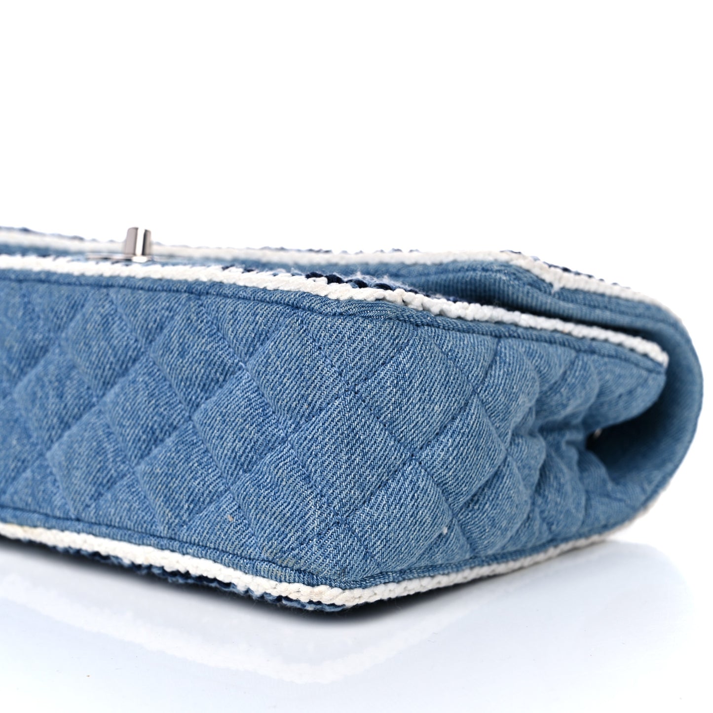 Denim Braided Medium Flap Bag Light Blue