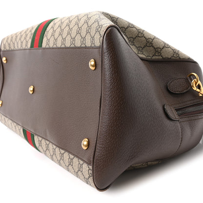 Gucci GG Supreme Monogram Textured Dollar Calfskin Web Large Savoy Bowling Bag Beige Ebony New Acero 9 of 9