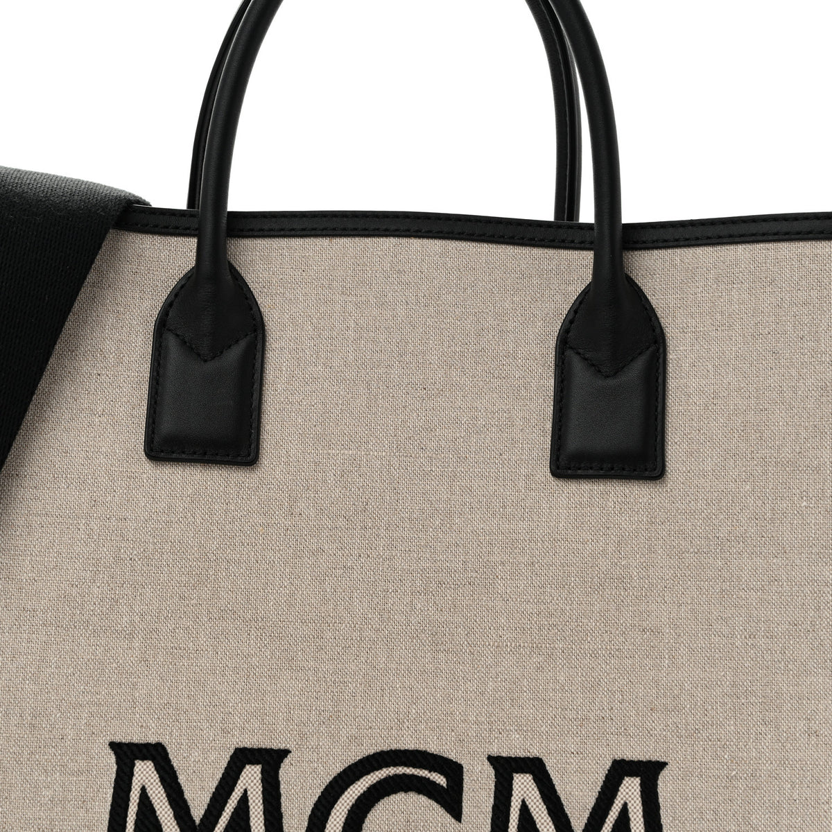 Calfskin Linen Large Munchen Tote Black