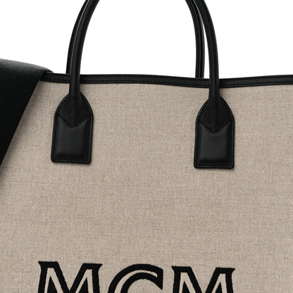 MCM Calfskin Linen Large Munchen Tote Black 9 of 12