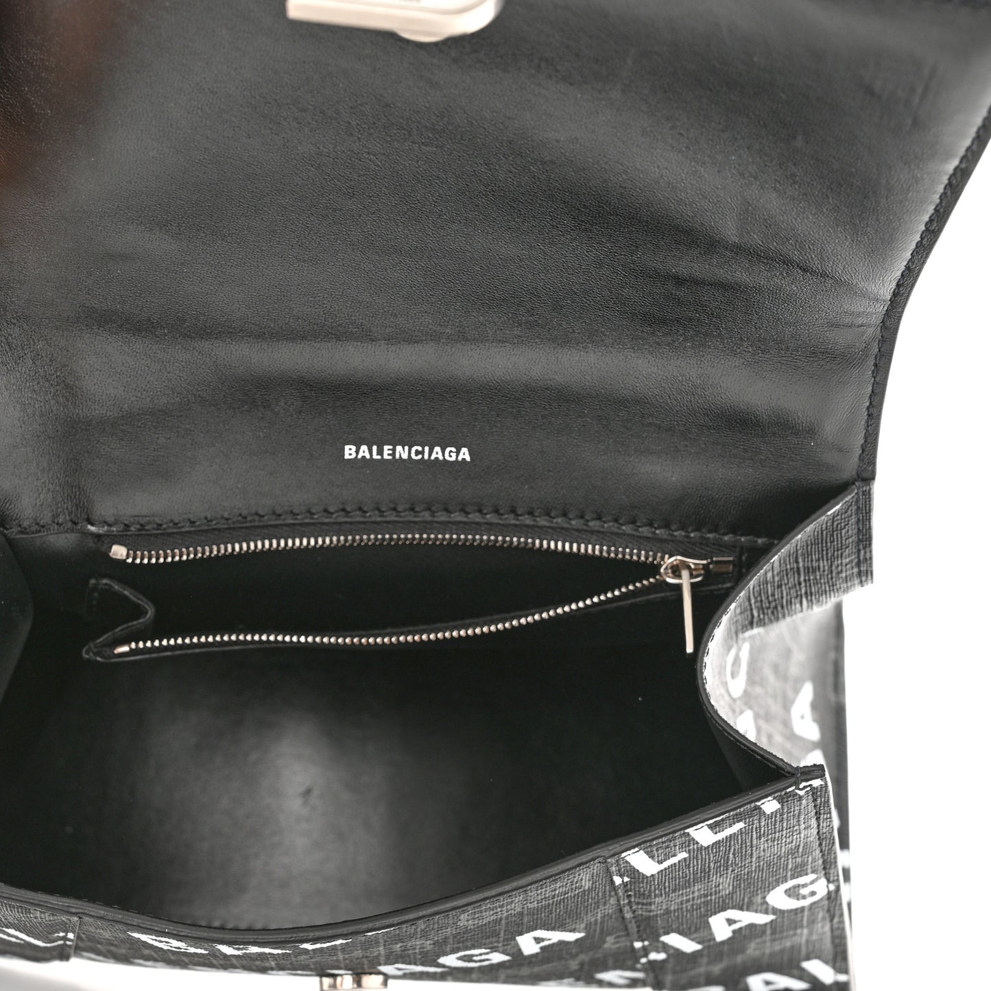 Coated Canvas BB Monogram Allover Logo Small Hourglass Top Handle Bag Black Grey White