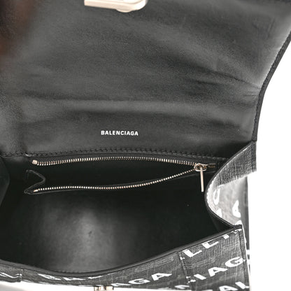 Balenciaga Coated Canvas BB Monogram Allover Logo Small Hourglass Top Handle Bag Black Grey White 5 of 9