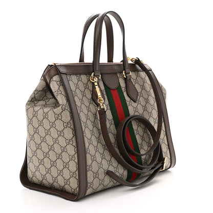 Gucci GG Supreme Monogram Web Medium Ophidia Tote Bag Brown 3 of 11
