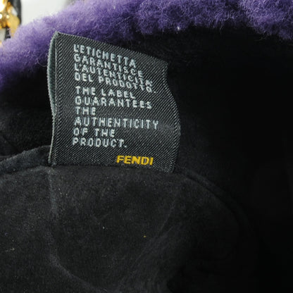 Fendi Shearling Nappa Mini Be Baguette Shoulder Bag Purple Black 7 of 9