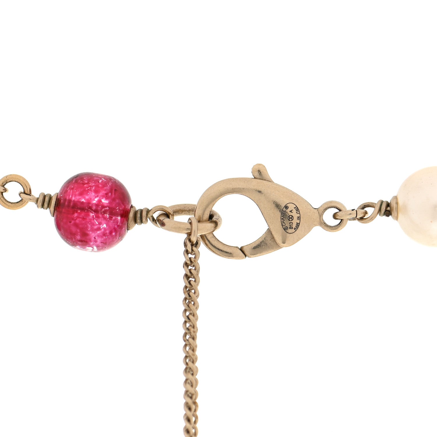 Chanel Beaded Pearl CC Long Strand Necklace Blue Red Gold 4 of 5