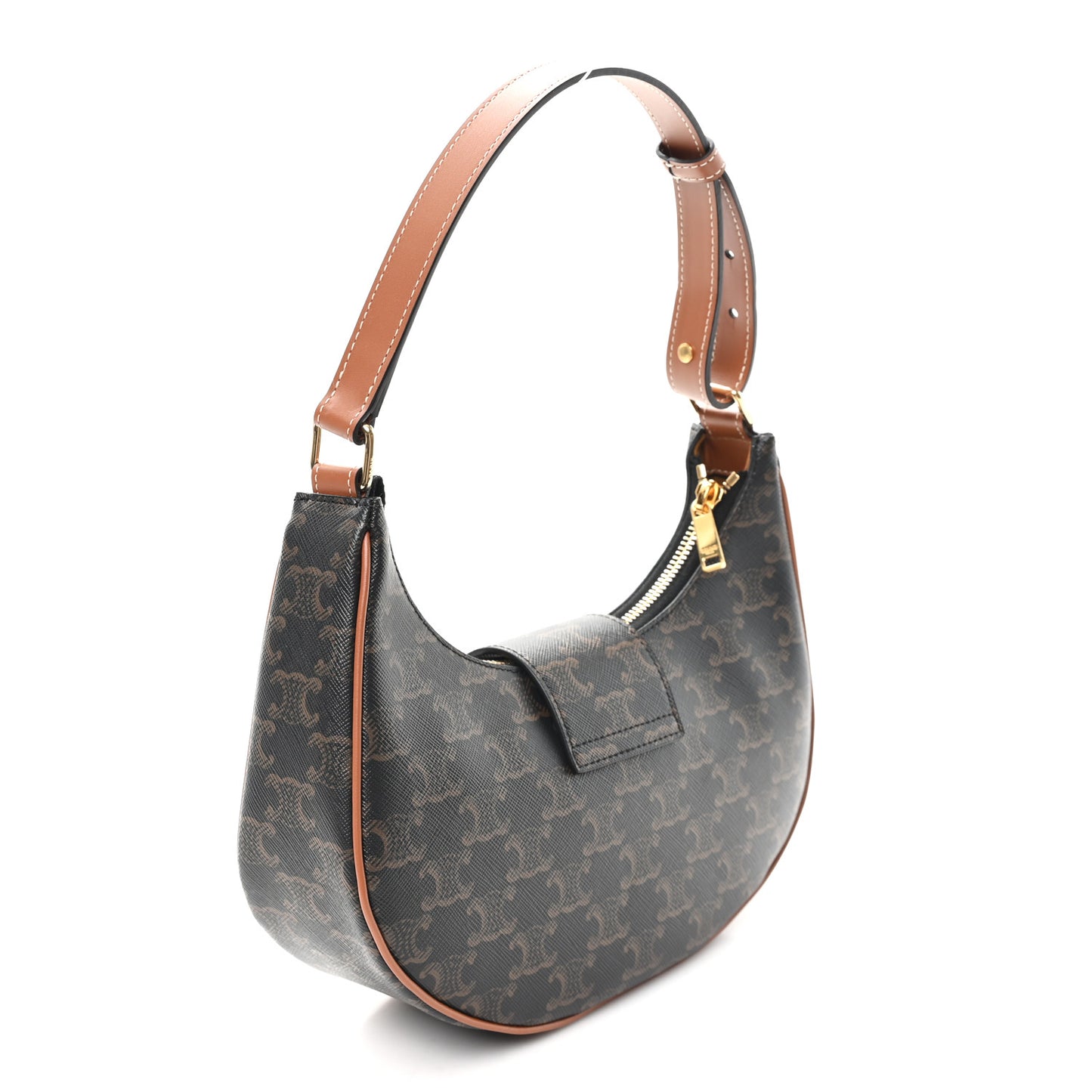 Triomphe Canvas Calfskin Medium Strap Ava Triomphe Shoulder Bag Tan