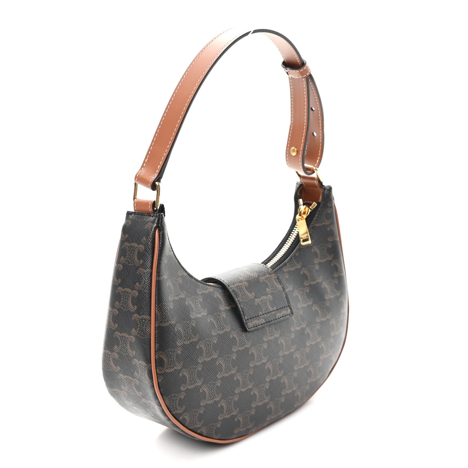 Celine Triomphe Canvas Calfskin Medium Strap Ava Triomphe Shoulder Bag Tan 3 of 9