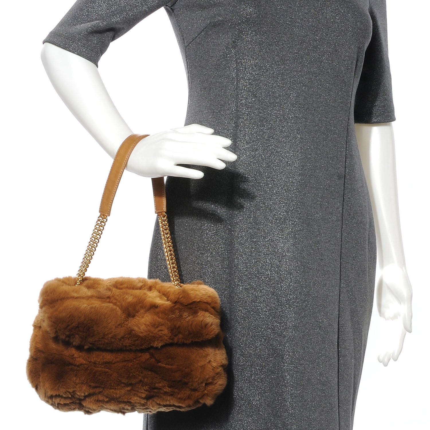 Chanel Rabbit Fur Flap Brown 2 of 7