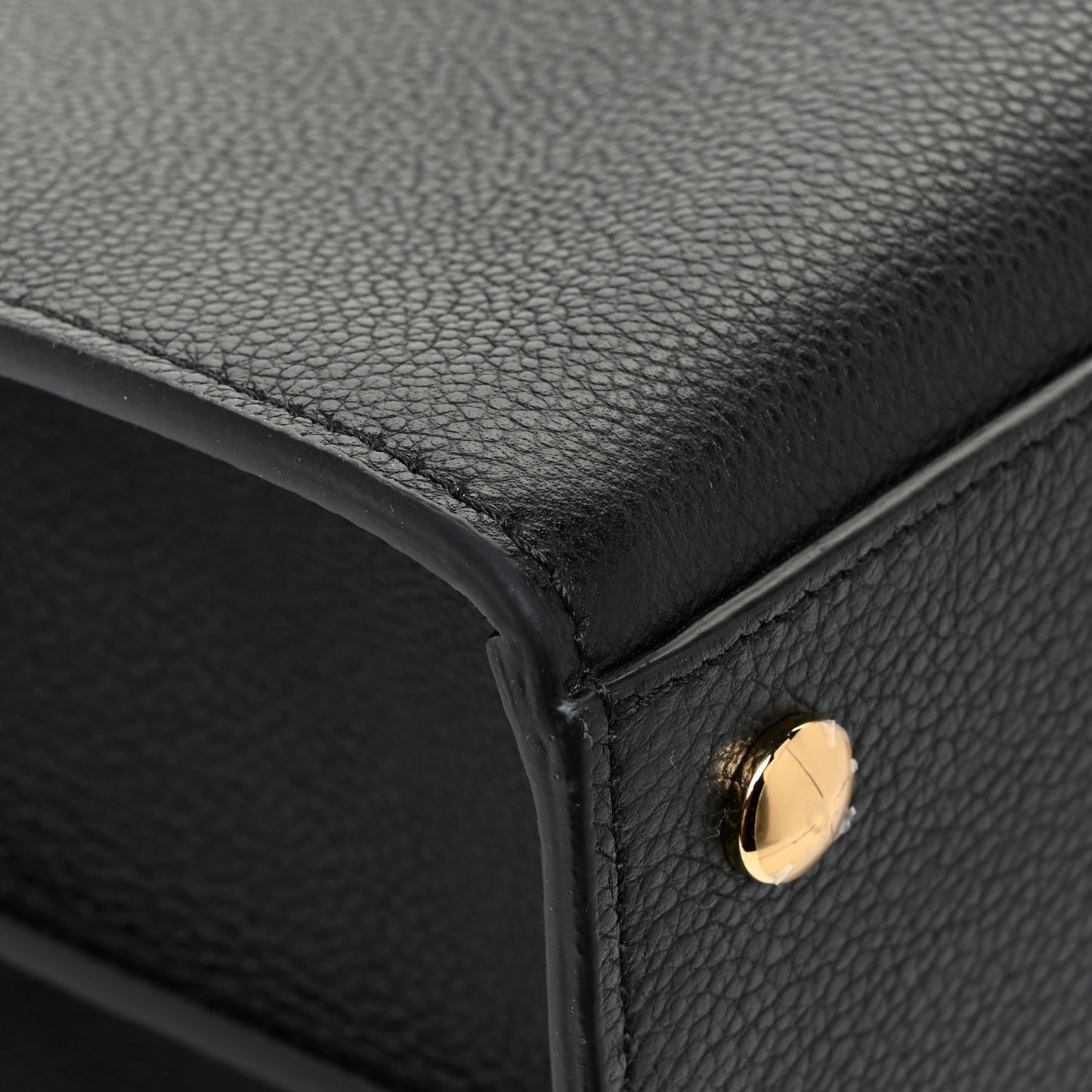 Grainy Calfskin Large Title Bag Black