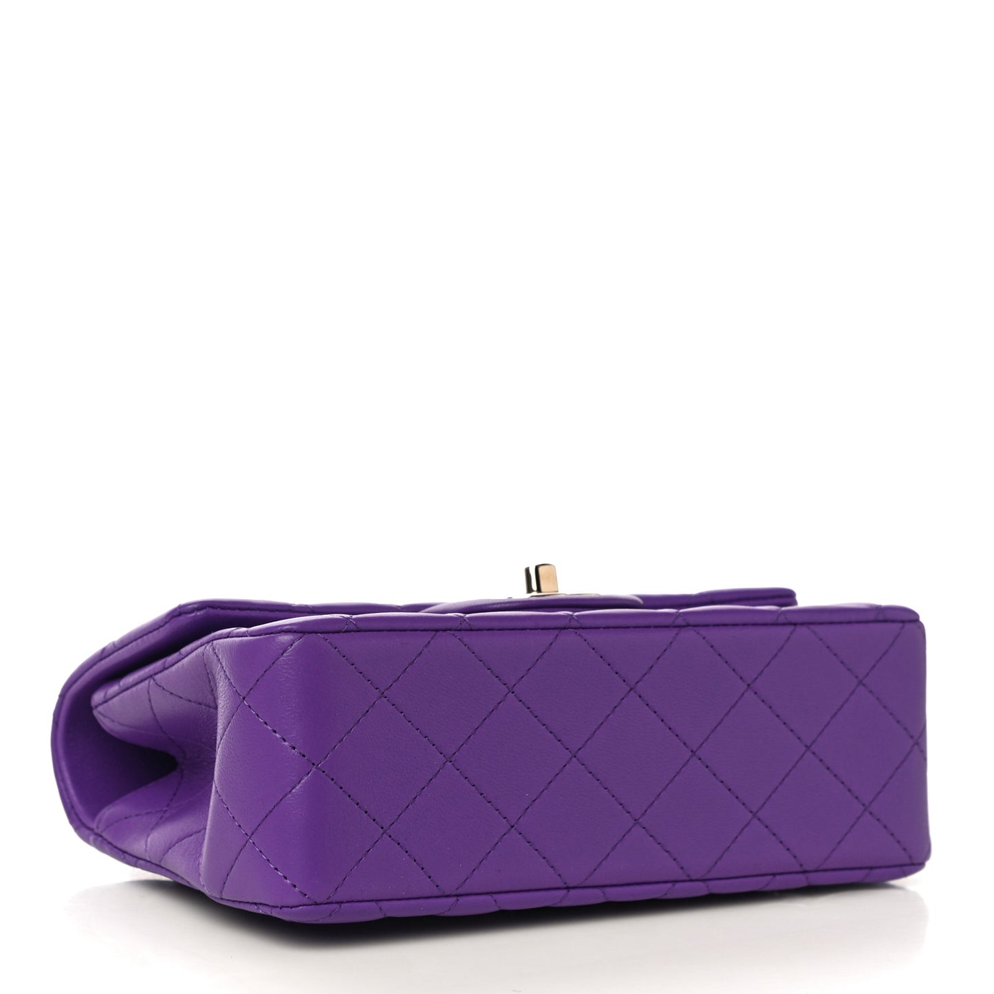 Lambskin Quilted Mini Top Handle Rectangular Flap Dark Purple