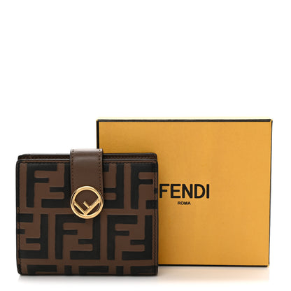 Fendi Vitello Soft F is Fendi Bi-Color FF 1974 Embossed Compact Wallet Maya Black 8 of 8