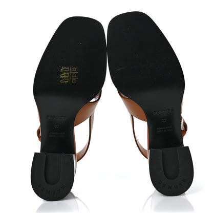 Hermes Calfskin Elbe 60 Sandals 37 Marron Glaise 5 of 9