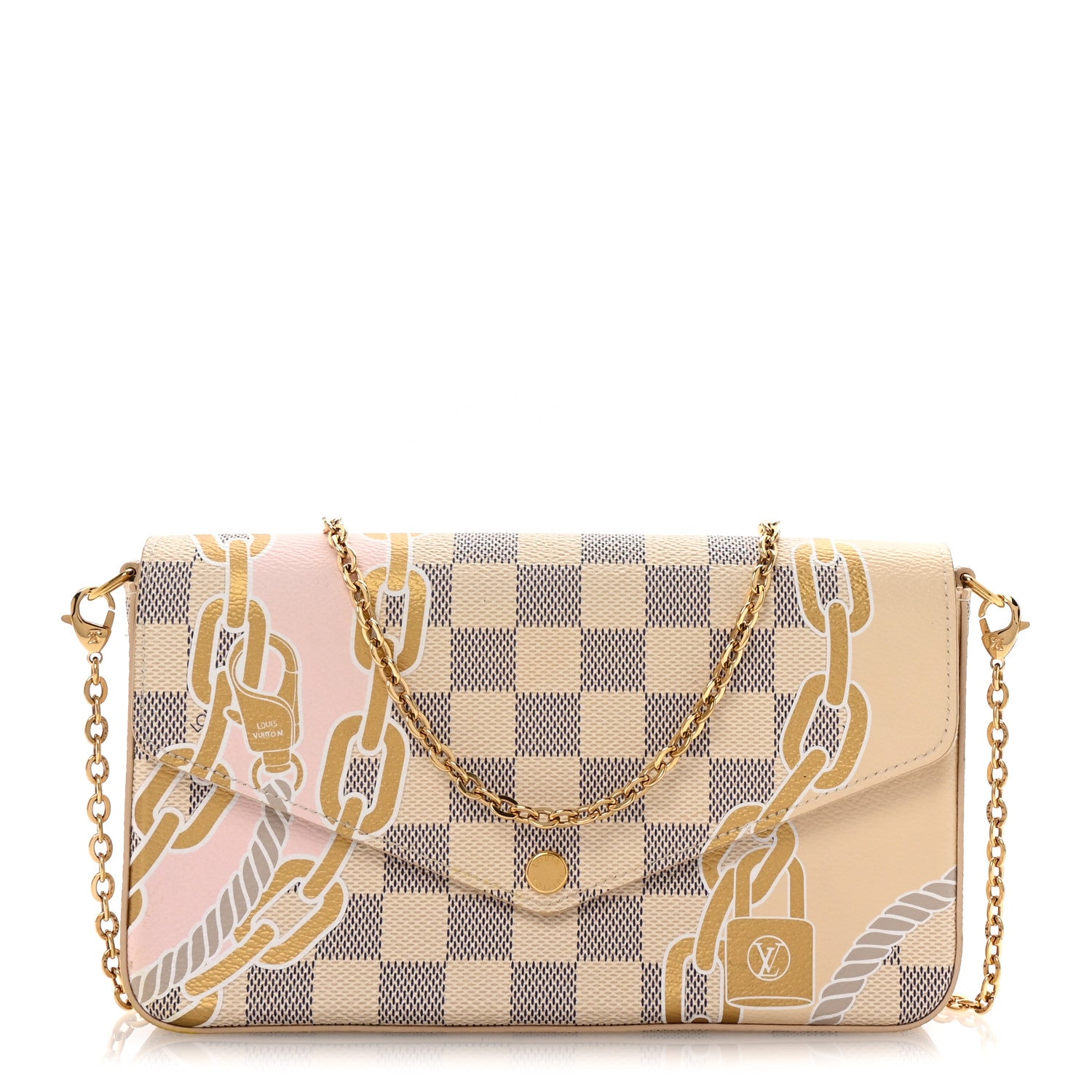 Louis Vuitton Damier Azur Nautical Pochette Felicie Chain Wallet 3 of 10