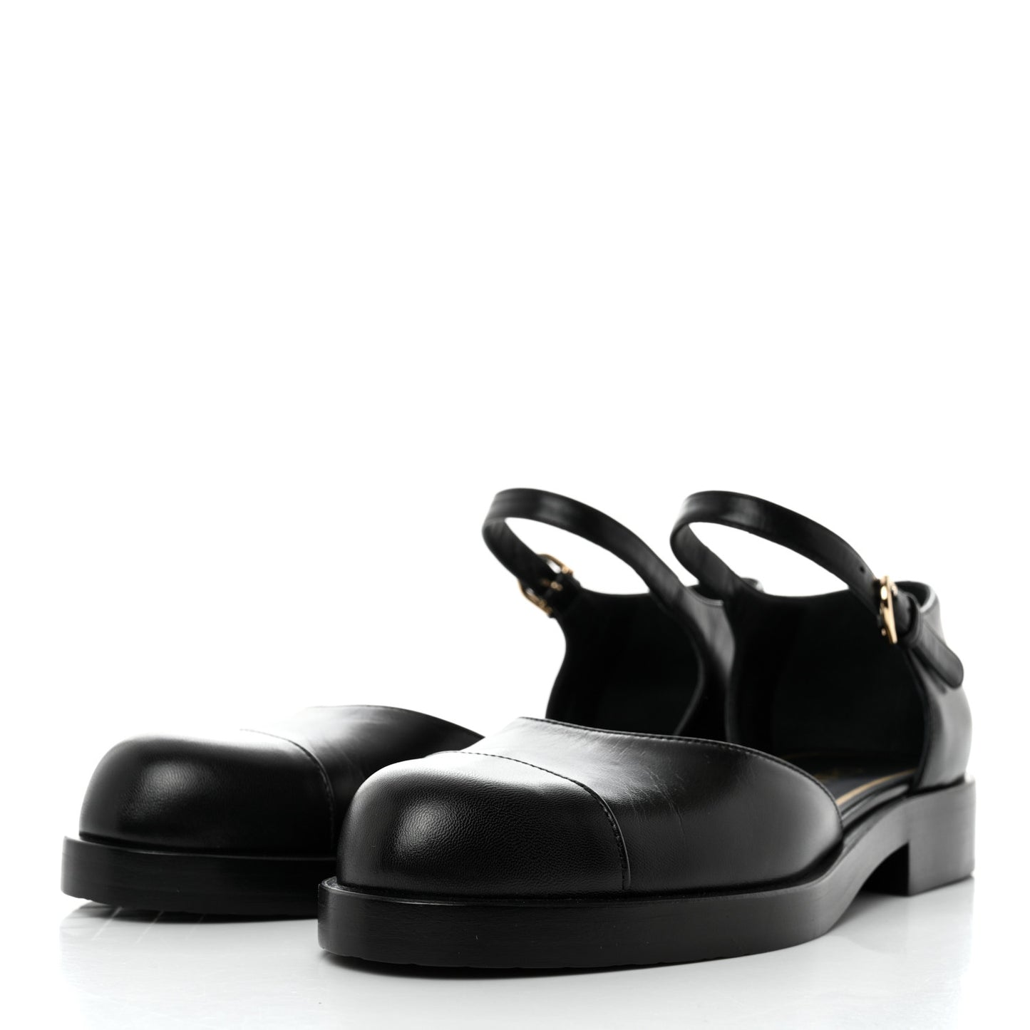 Shiny Goatskin Mary Jane Flats 38.5 Black