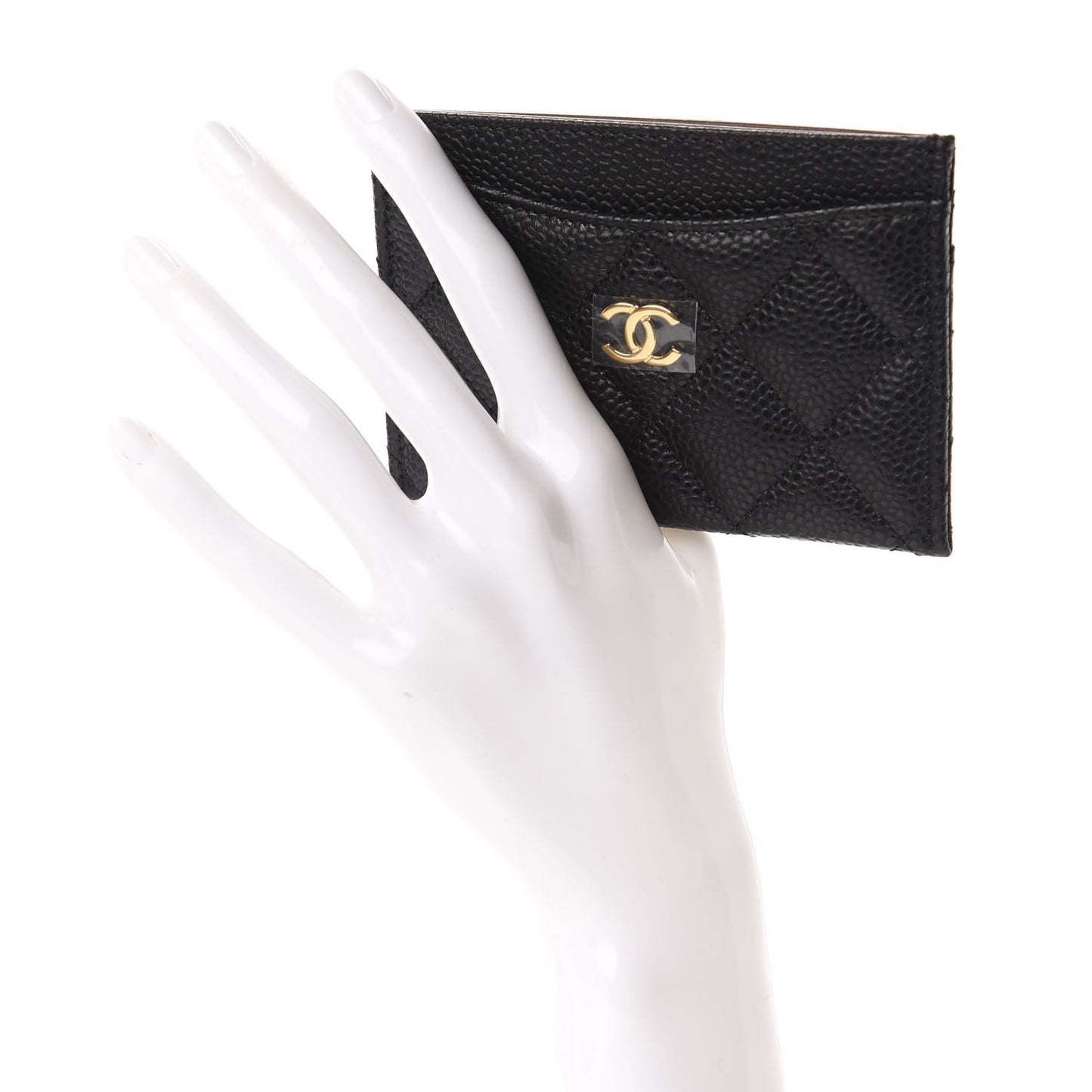 Caviar Quilted Flap Card Holder Black