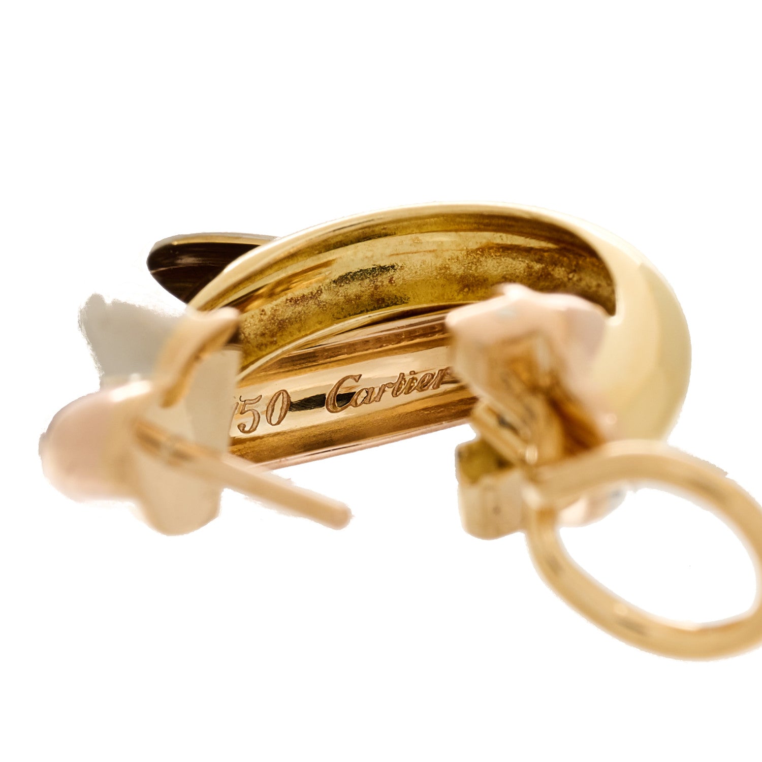 Cartier 18K Pink Yellow White Gold Small Trinity Earrings 6 of 6