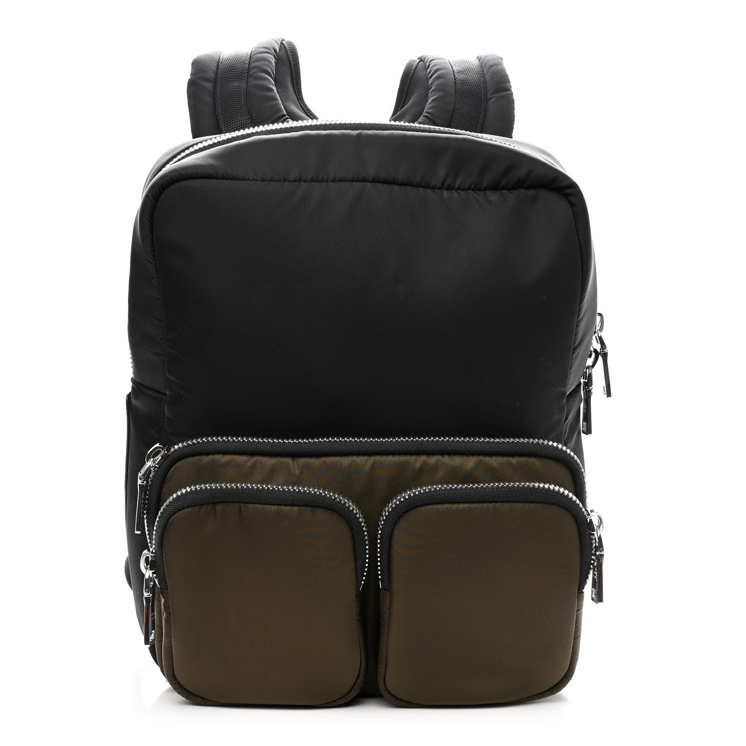 Prada Nylon Medium Boxy Backpack Black Olive 1 of 9