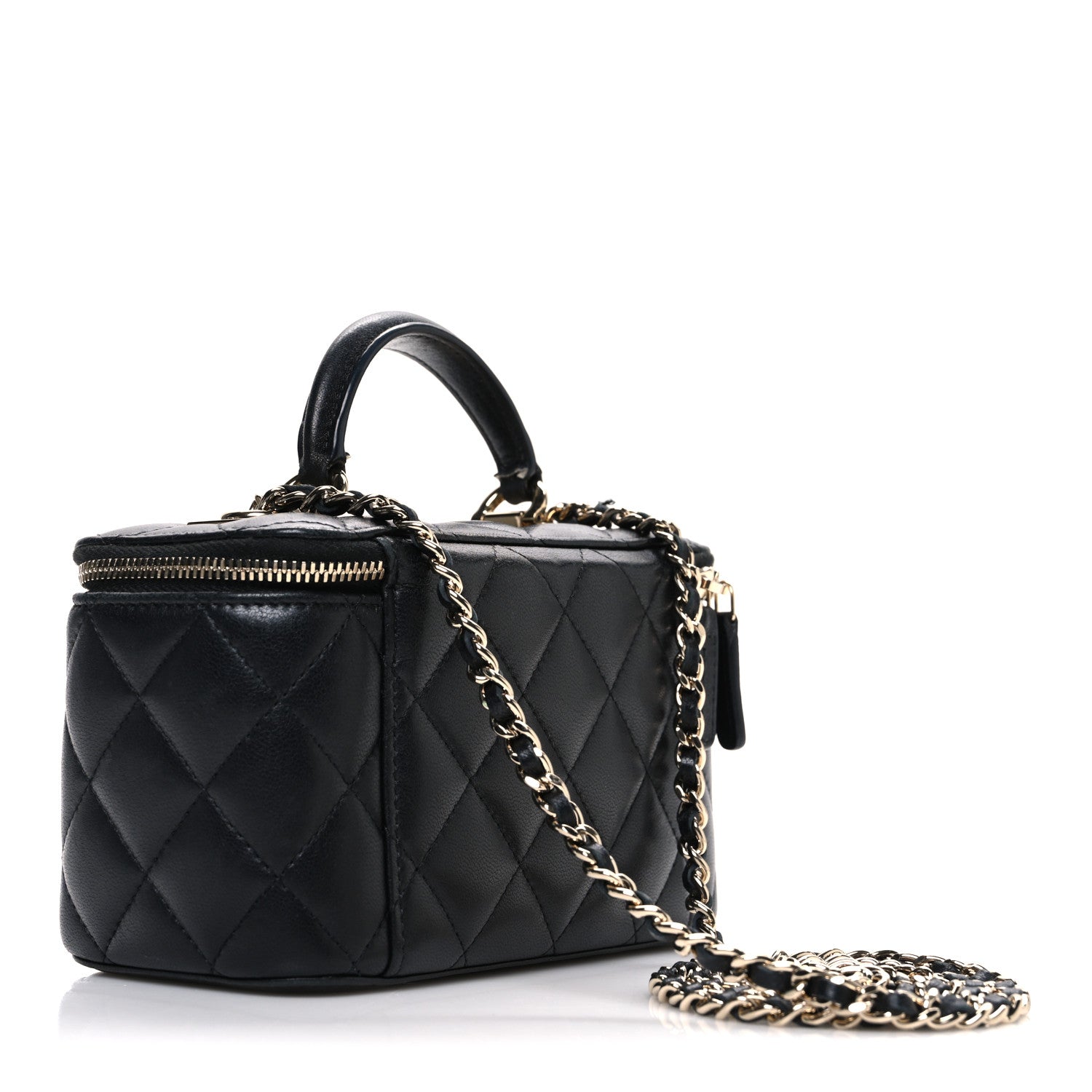 Chanel Lambskin Quilted Trendy Small Top Handle Vanity Case With Chain Black 3 of 10