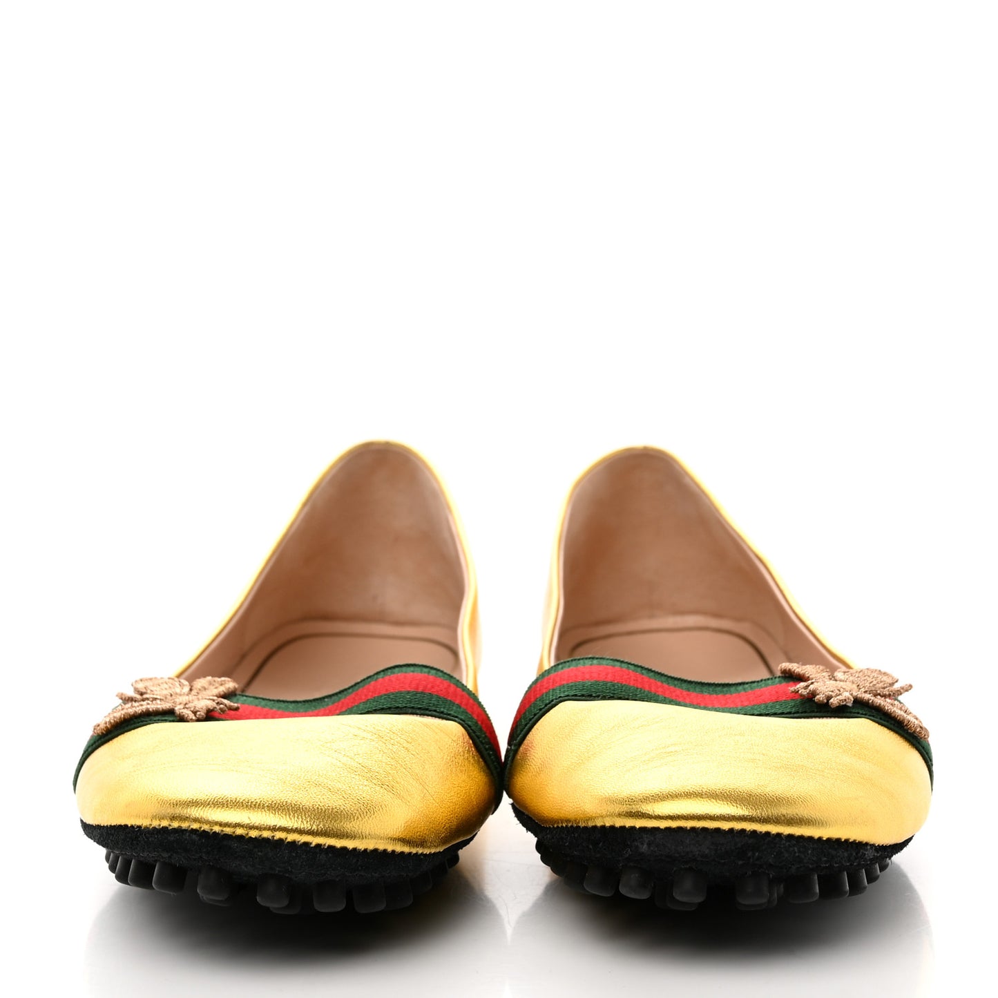 Metallic Nappa Web Bayadere Ballerina Flats 37 Oro