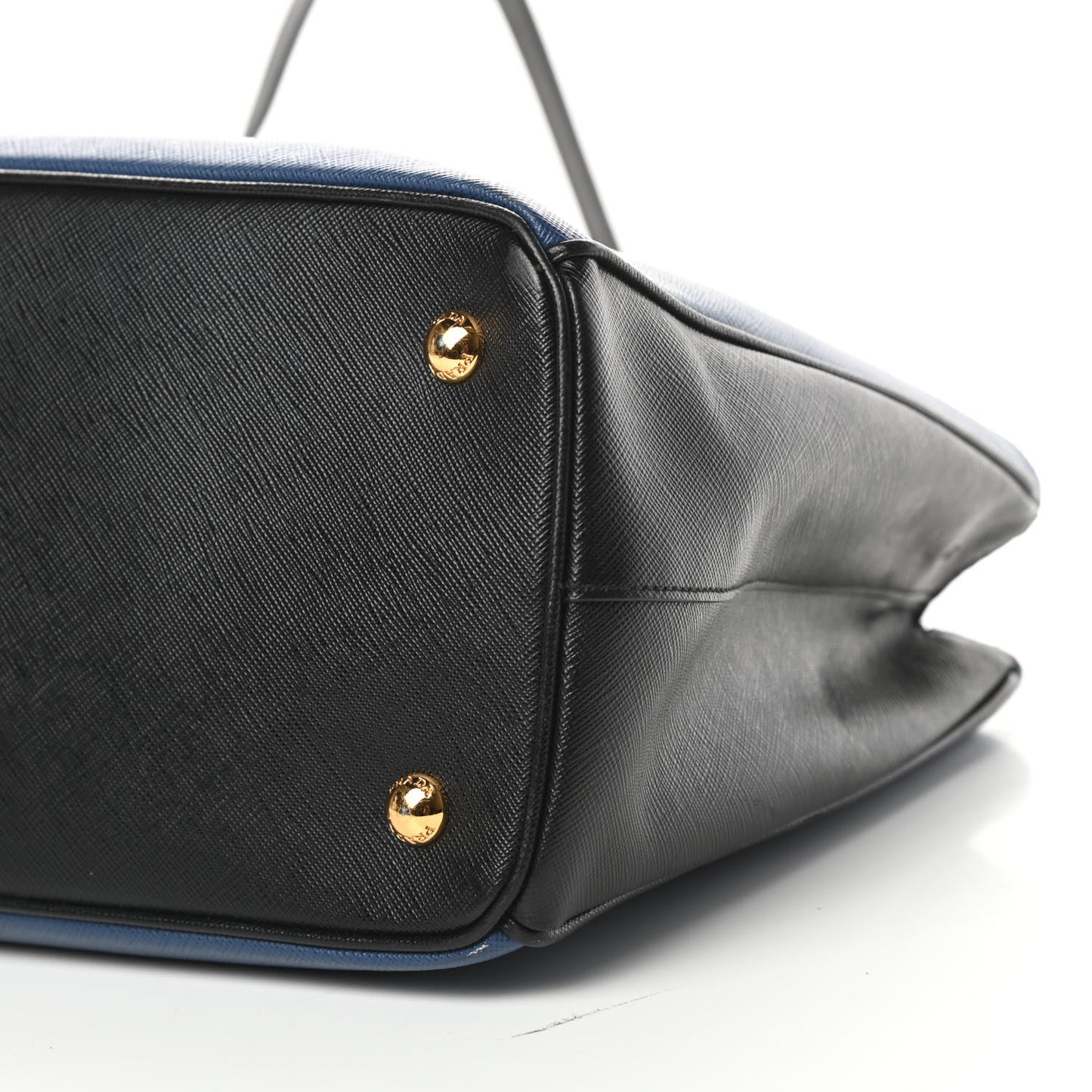 Saffiano Lux Bi-Color Medium Tote Bluette Black