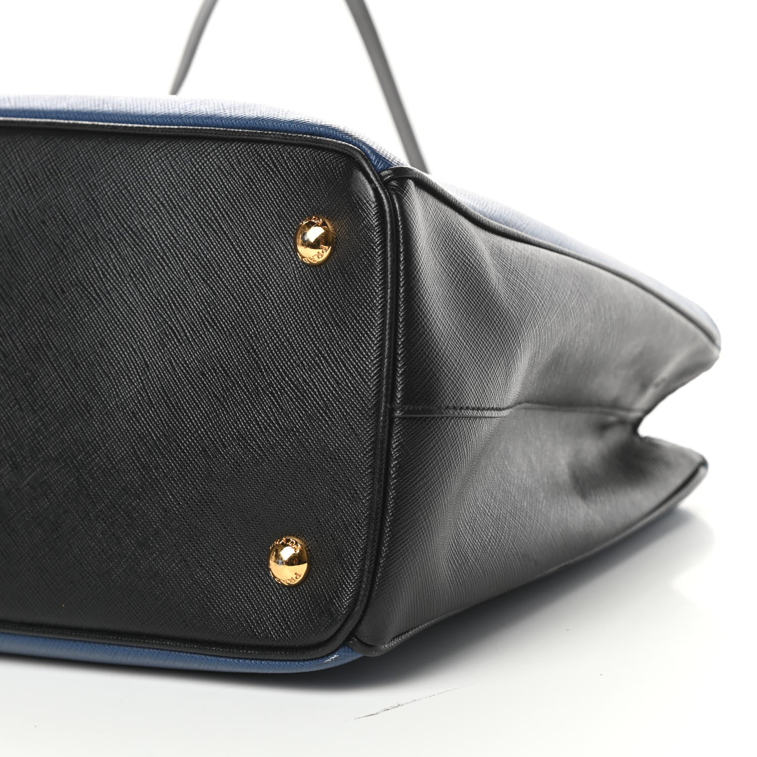 Prada Saffiano Lux Bi-Color Medium Tote Bluette Black 11 of 13
