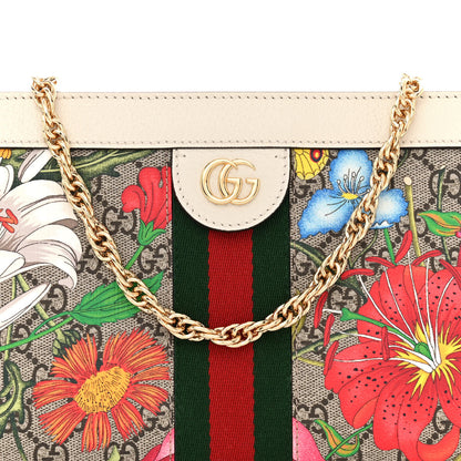 Gucci GG Supreme Monogram Flora Web Small Ophidia Chain Shoulder Bag White 9 of 12