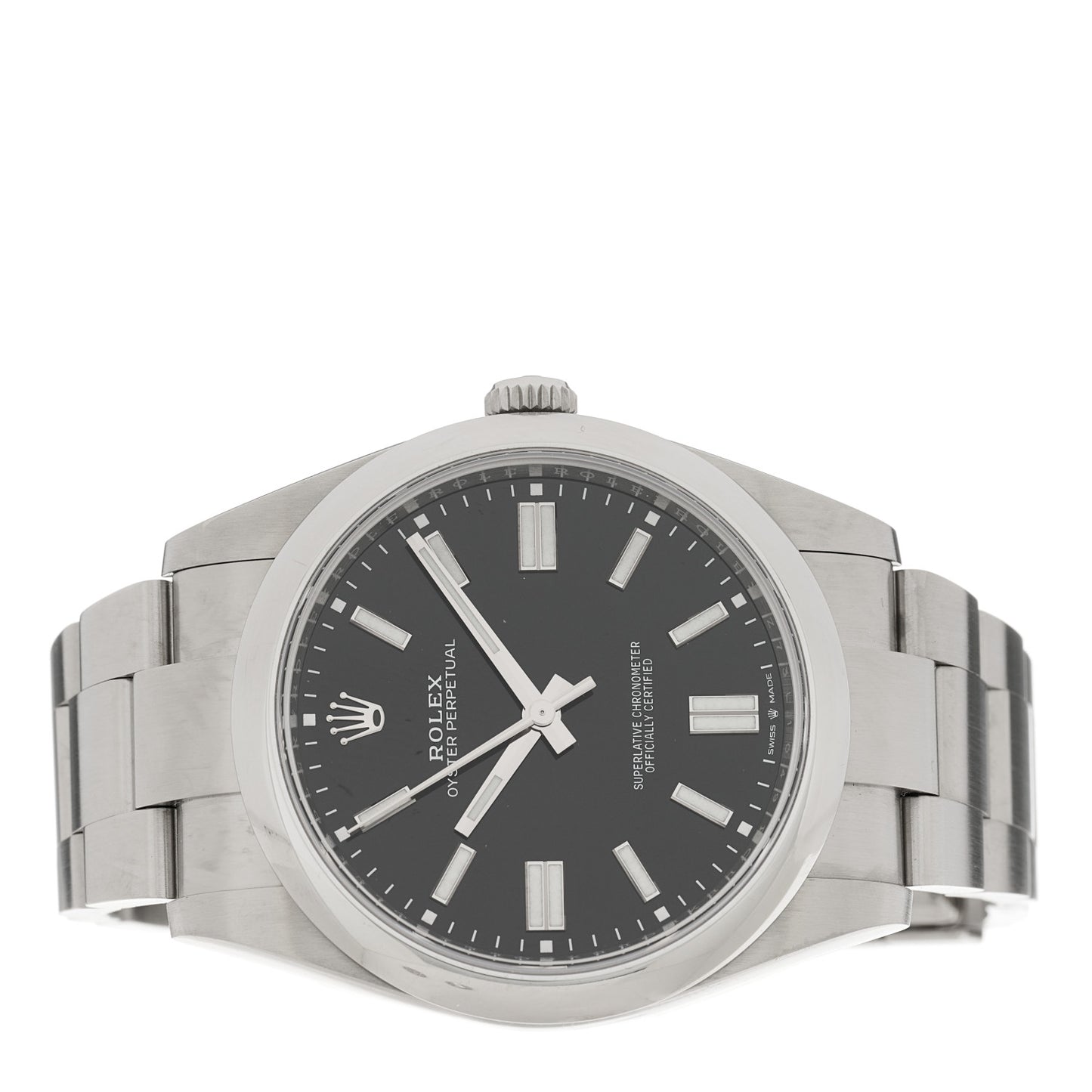 Stainless Steel 41mm Oyster Perpetual Watch Bright Black 124300