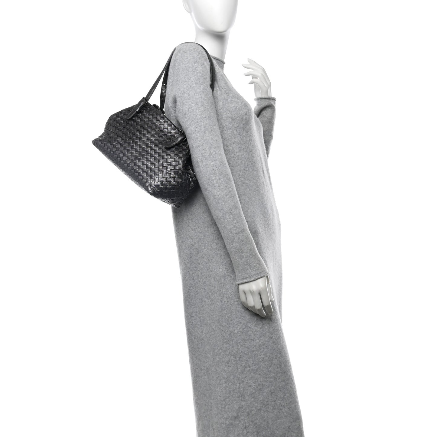 Metallic Nappa Intrecciato Small Cesta Tote Steel