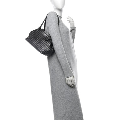 Bottega Veneta Metallic Nappa Intrecciato Small Cesta Tote Steel 2 of 12