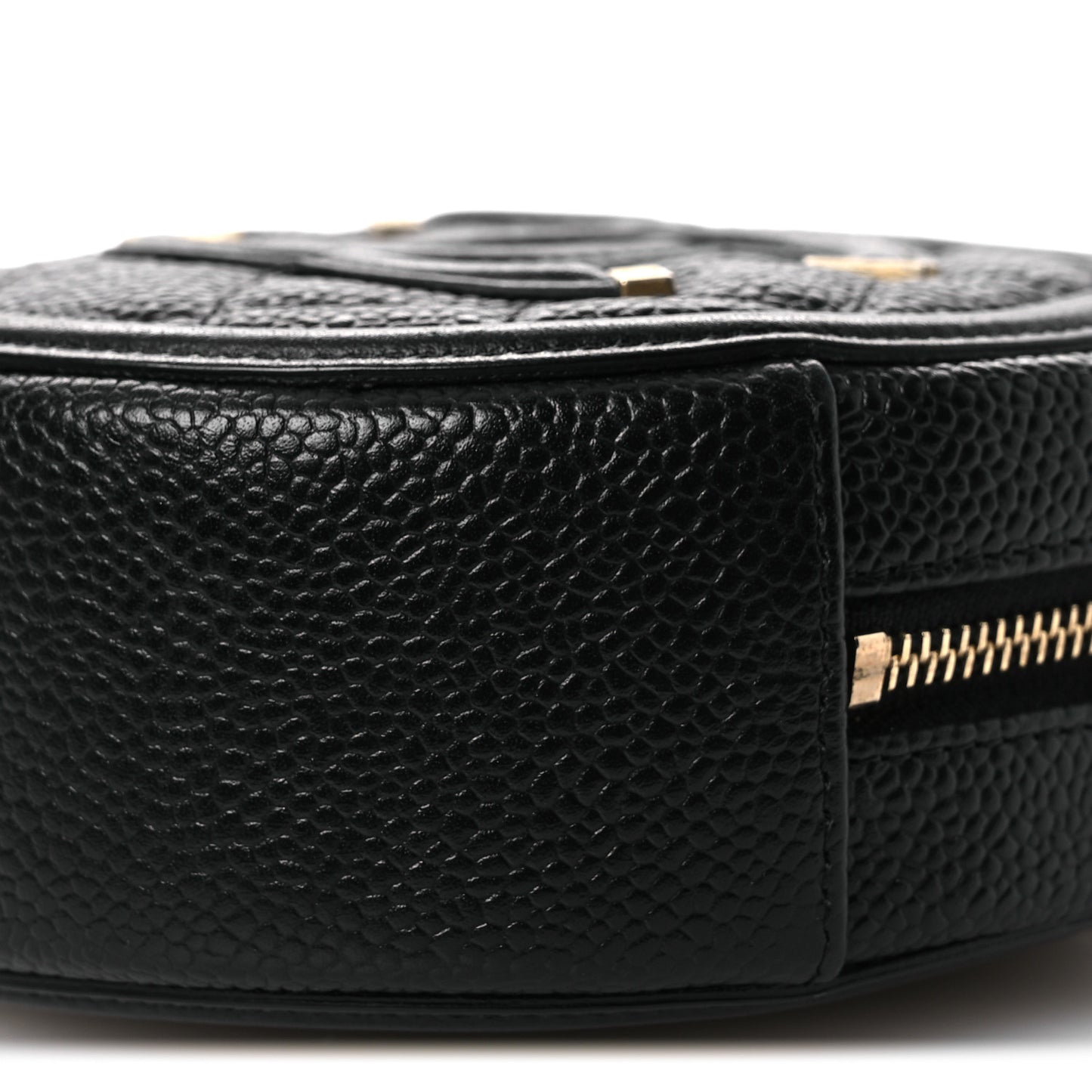 Caviar Quilted Round Filigree Crossbody Black