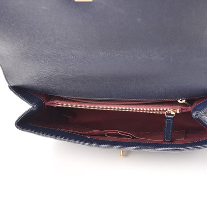 Chanel Caviar Chevron Quilted Medium Coco Handle Flap Navy Blue 5 of 8
