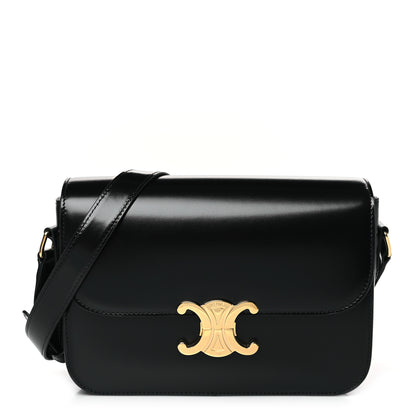 Celine Shiny Calfskin Medium Triomphe Black 1 of 9