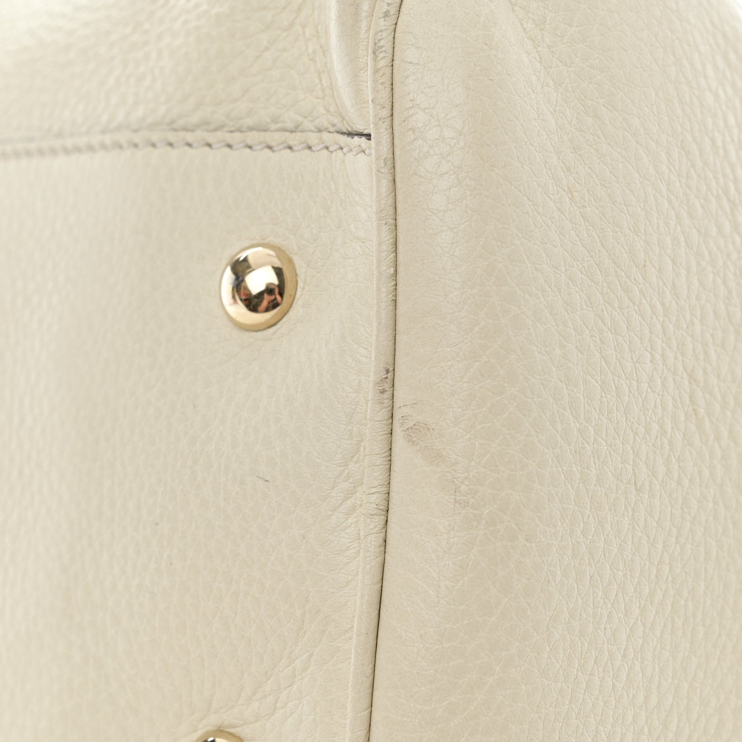 Calfskin Bamboo Medium Shopper Boston Mystic White