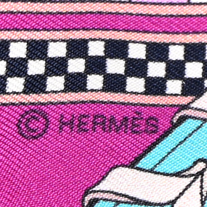 Hermes Silk Brides et Gris-Gris Twilly Marine Turquoise Rose 3 of 12