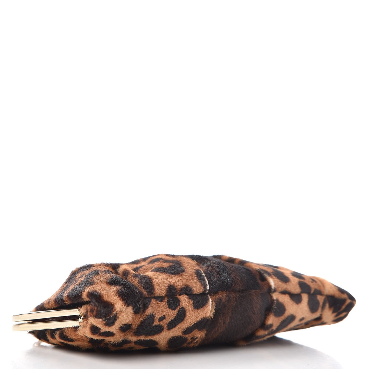 Calf Hair Leopard Print Frame Chain Clutch
